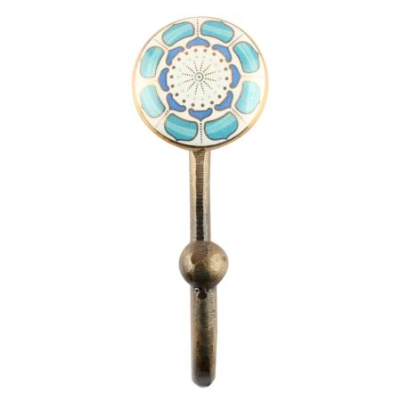 Turquoise Flower Ceramic Wall Hook